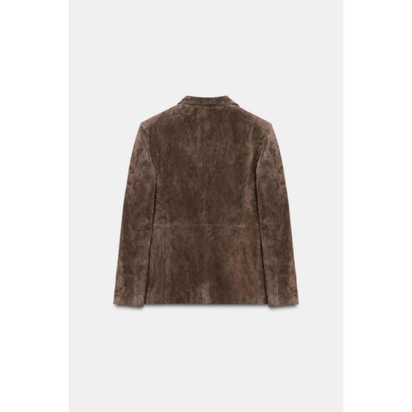 ZARA 100% LEATHER DOUBLE-BREASTED BLAZER - Picture 6 of 7